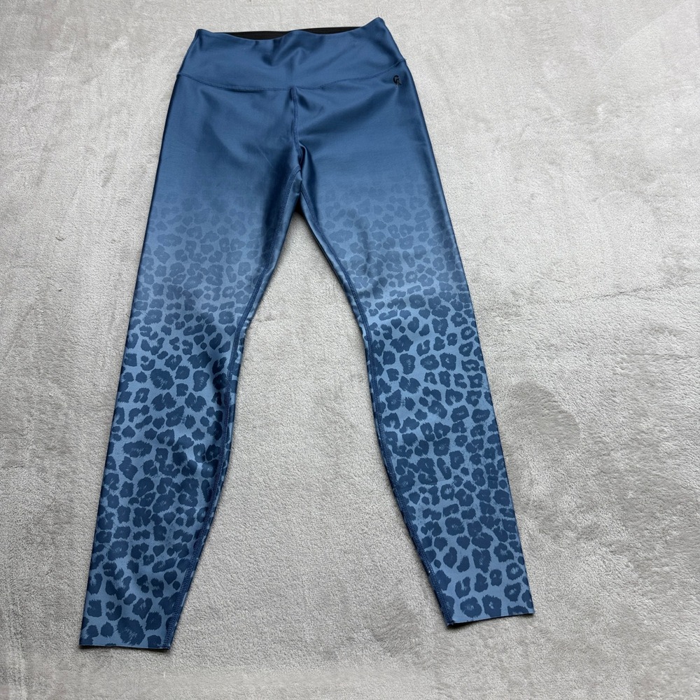 Good‎ American Leggings Women's 3 Blue Ombre Leopard Print High Rise Activewear